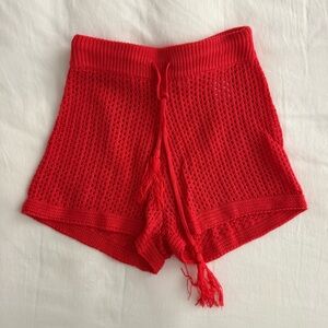Madden NYC Crochet knit high waist red shorts xs
